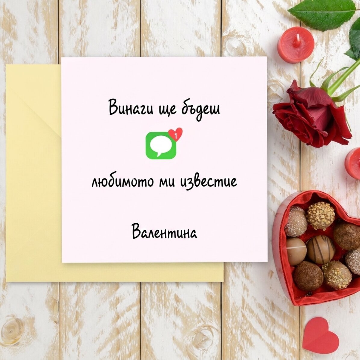 Персонализирана квадратна картичка за двойки - Моето любимо съобщение