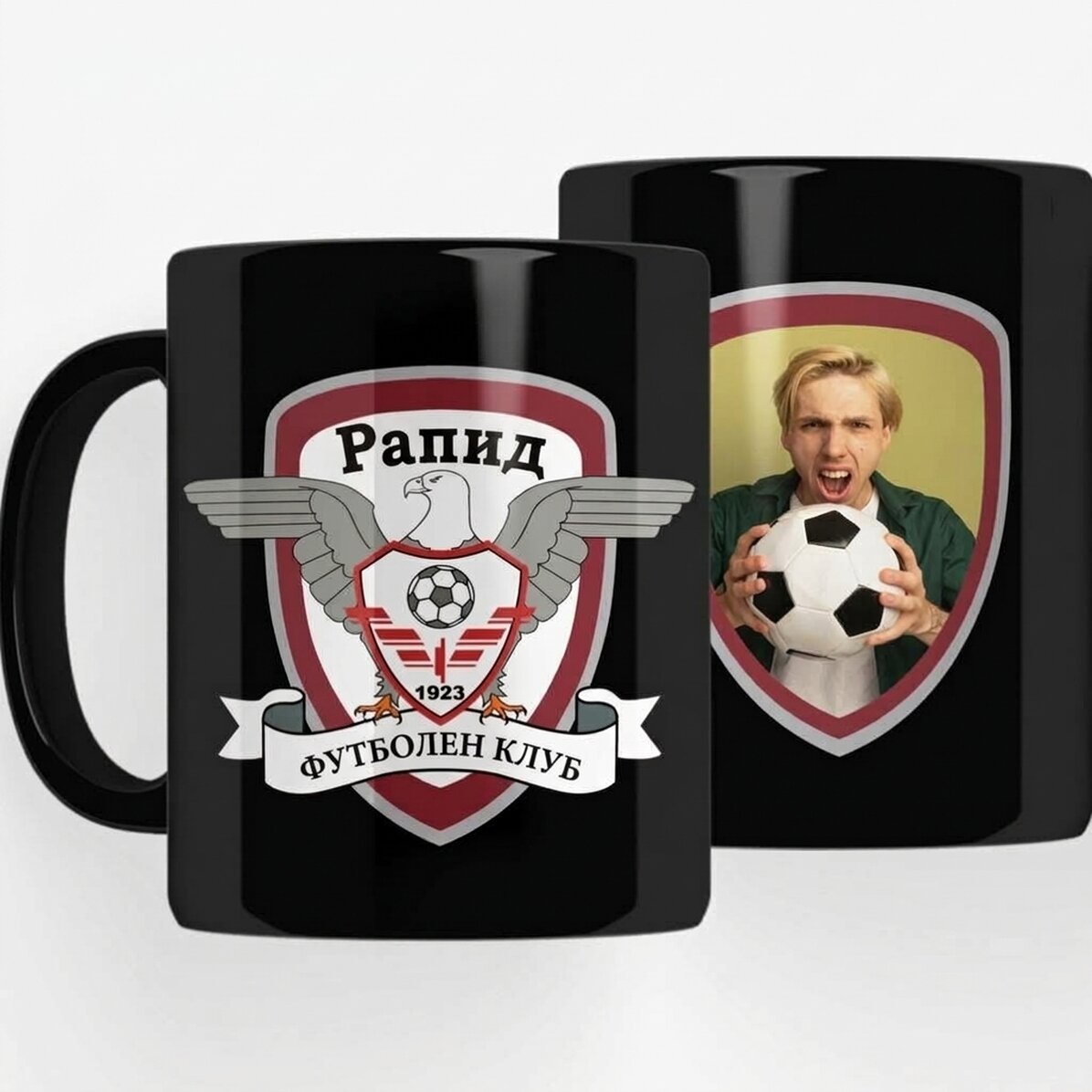 Черна чаша FC Rapid с персонализирана снимка