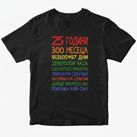 Персонализирана памучна тениска с текст - 25 години
