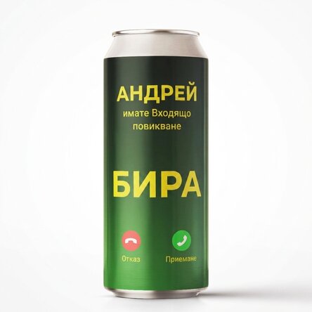 Персонализирана бирена кутия с текст - Входящо обаждане