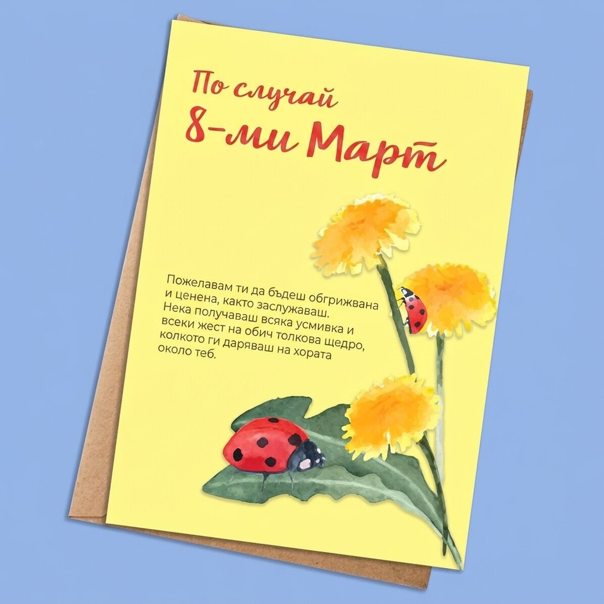 Персонализирана картичка с текст - Калинки