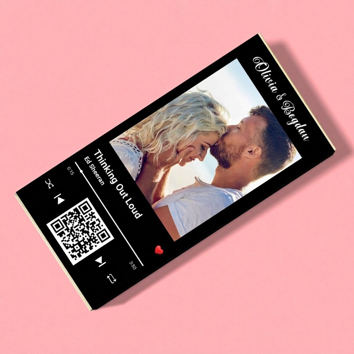 Персонализиран шоколад с фотография, текст и QR код - Нашата мелодия
