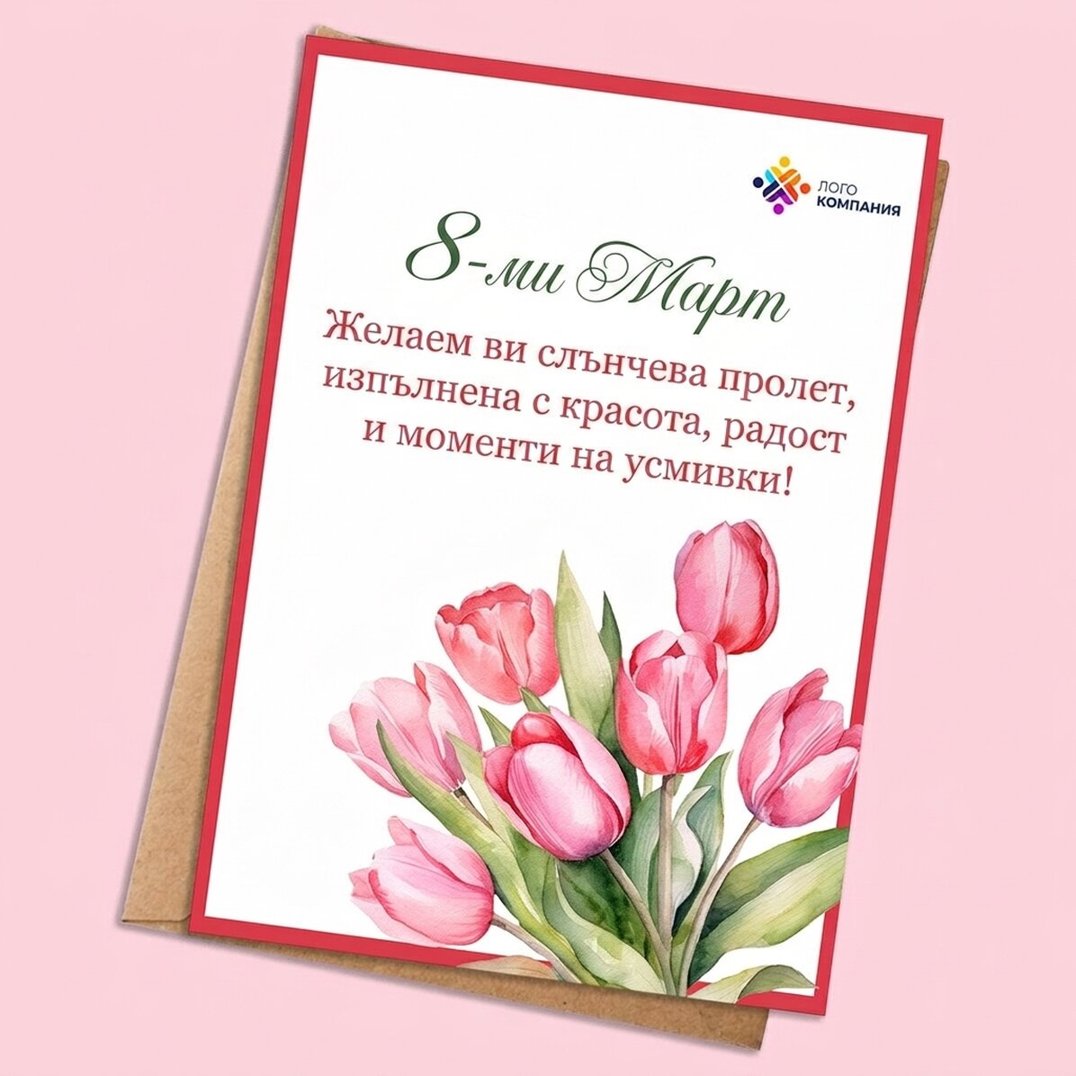 Персонализирана картичка с послание и лого - Цветя