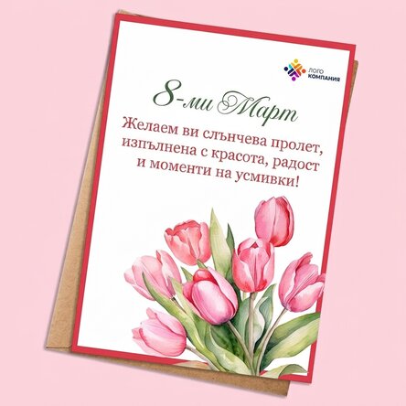 Персонализирана картичка с послание и лого - Цветя