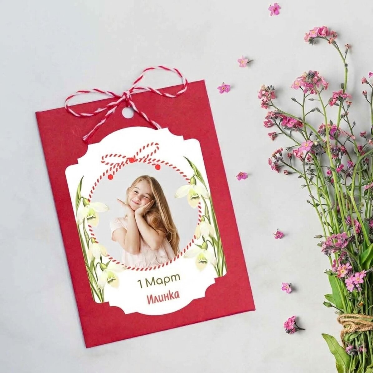 Персонализиран Martisor за засаждане с снимка и послание - Снежни зюмбюли