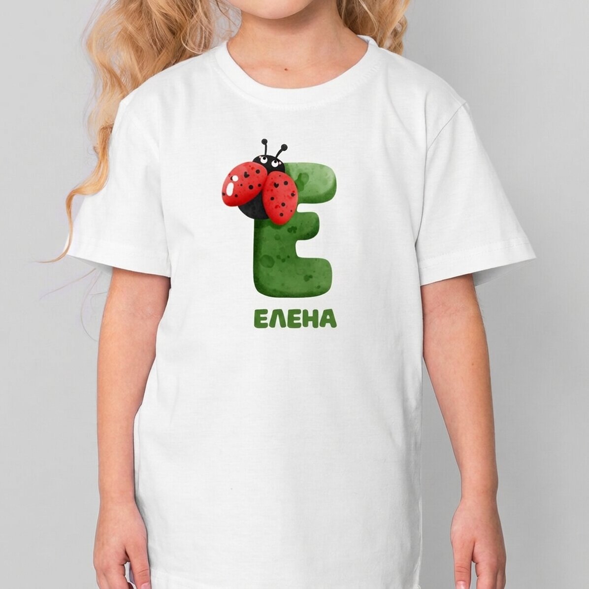 Персонализирана памучна тениска за деца с инициал и име - Ladybirds