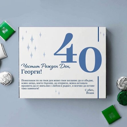 Персонализирана кутия шоколадови бонбони с послание - Честит рожден ден!