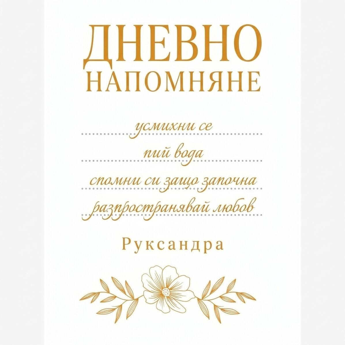 Персонализиран плакат с текст - Ежедневно напомняне