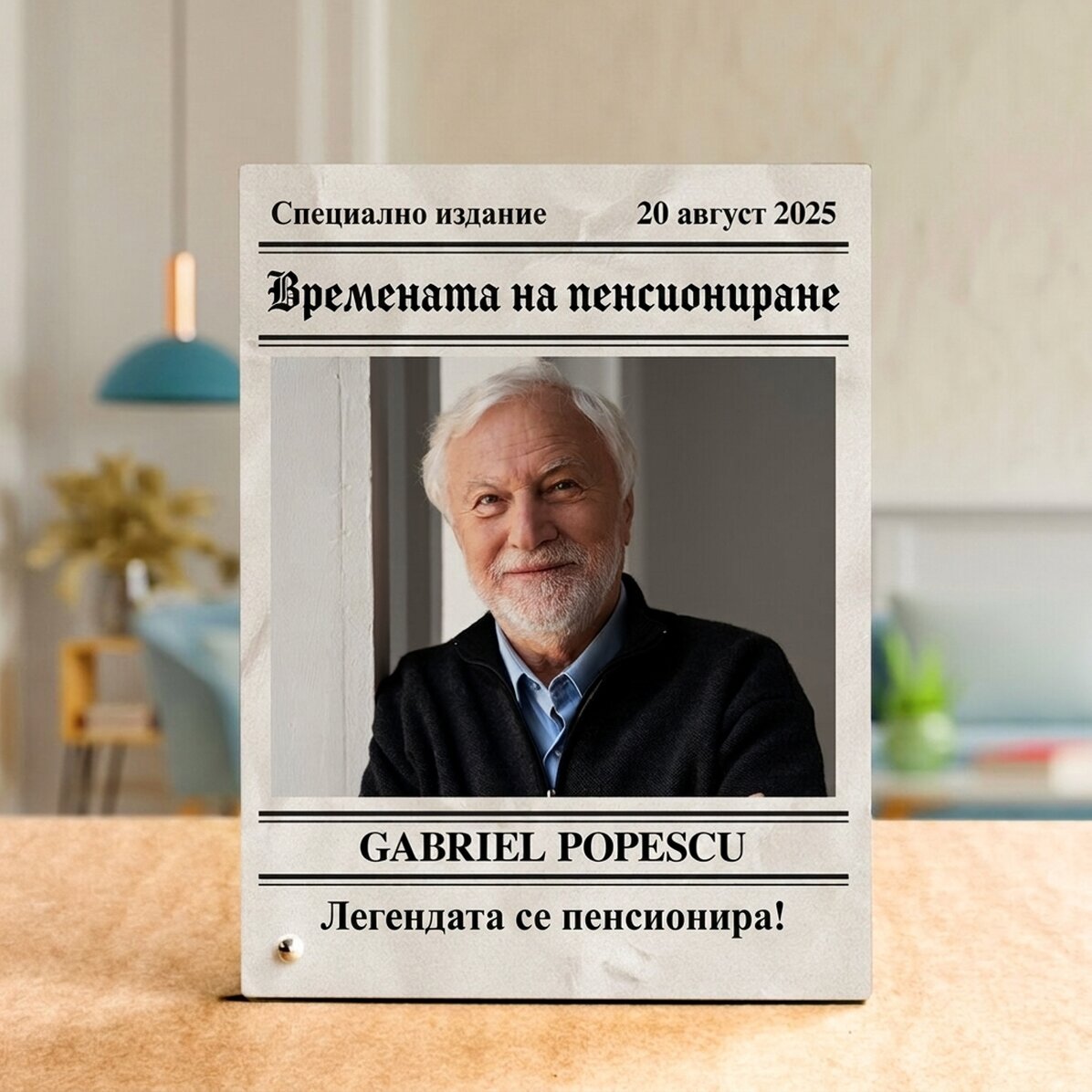 Персонализирана рамка за снимка за бюро с фотография и текст за пенсиониране