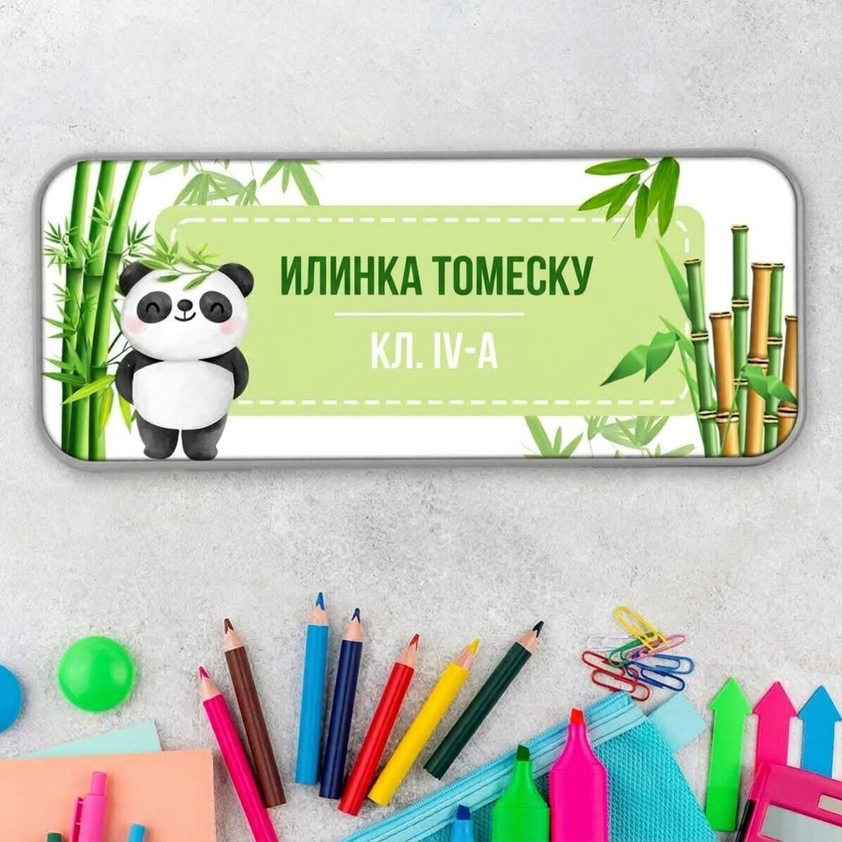 Персонализирана калъфка за моливи с послание - Сладко панда