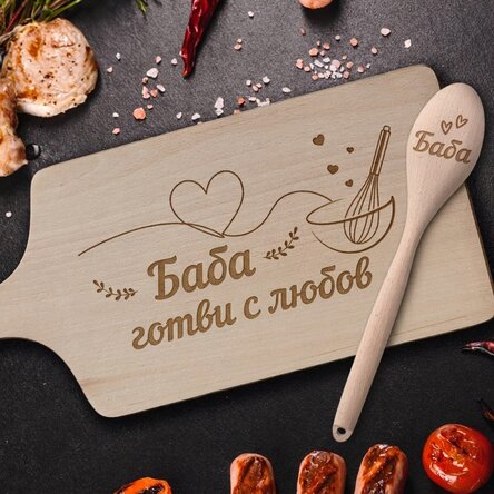 Подаръчен комплект с нож и лъжица за баба