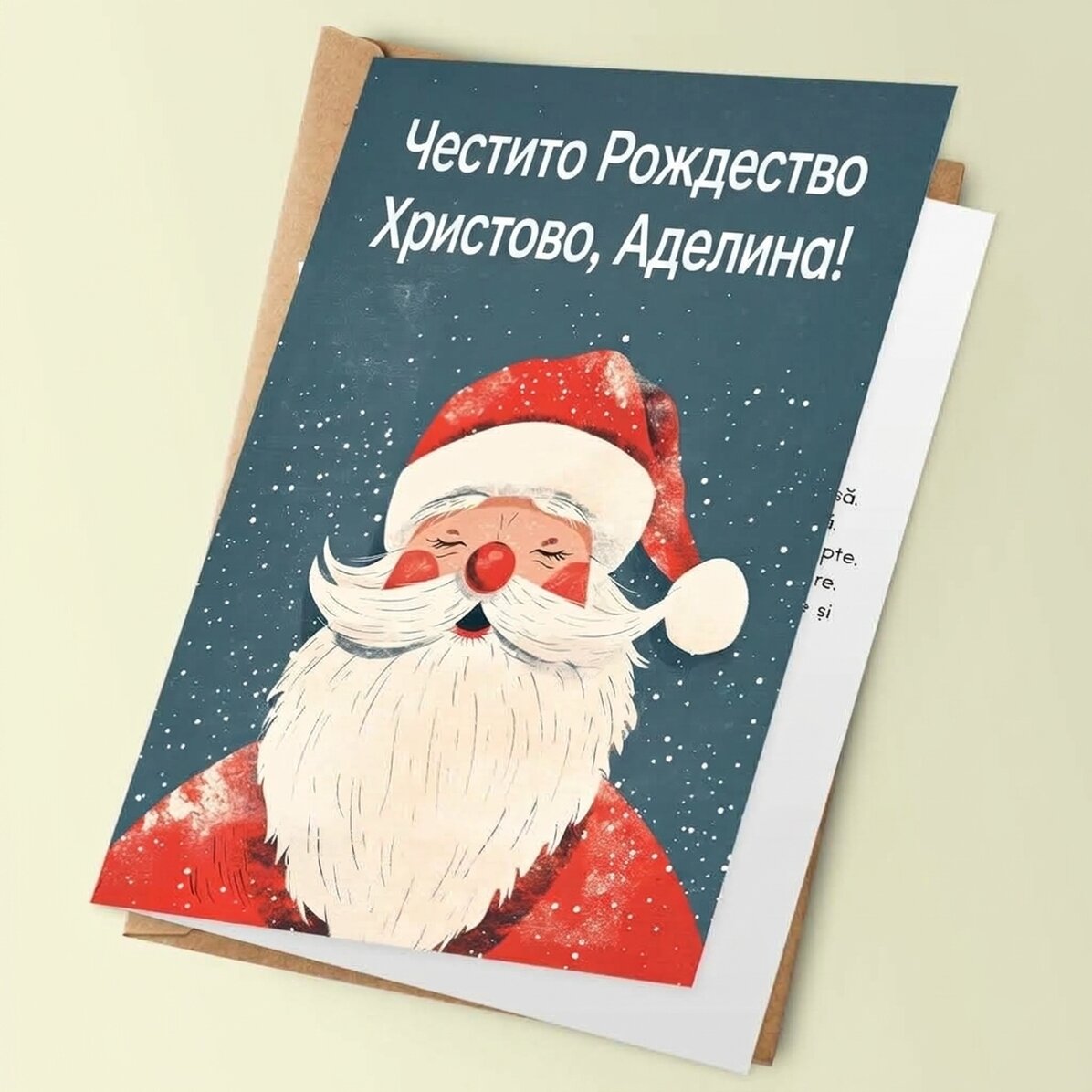 Персонализирана коледна картичка с послание - Vintage Santa