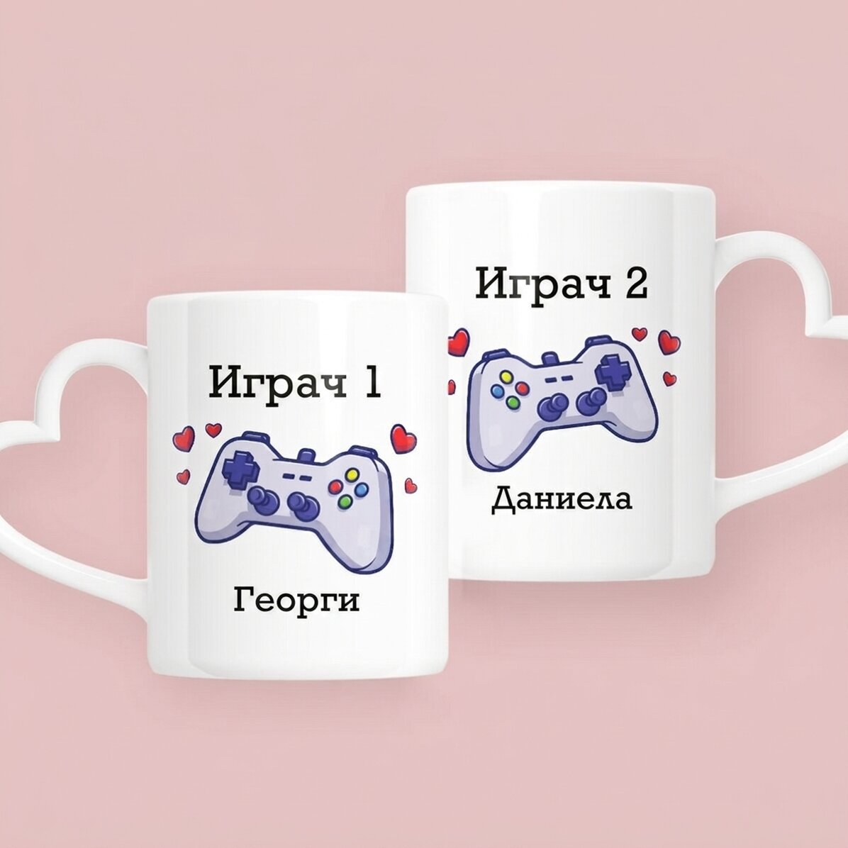 Персонализирани чаши за двойки с текст - Level up