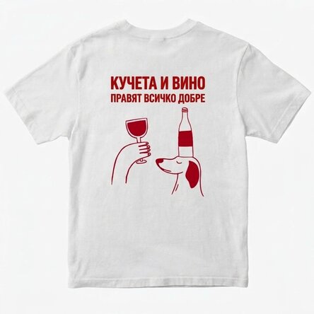 Персонализирана памучна тениска с надпис - Wine