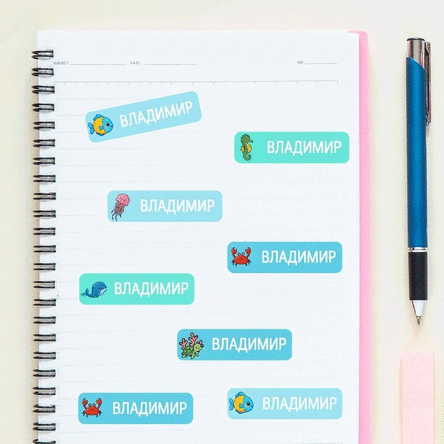 Комплект от 36 персонализирани стикера (самозалепващи се етикети) за училище
