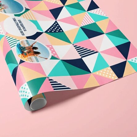 Персонализирана опаковъчна хартия за подаръци с 2 снимки и текст