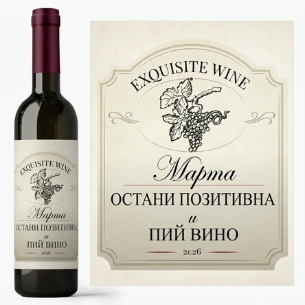Персонализирано вино с текст - Бъди позитивен и пий вино
