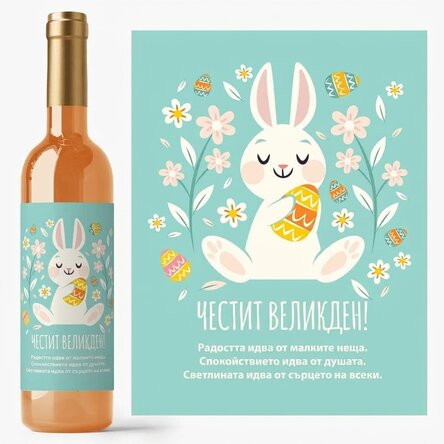 Персонализирано вино с текст - Happy Bunny
