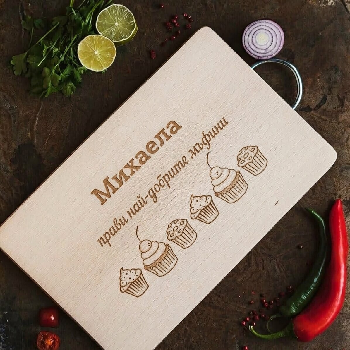 Правоъгълен нож с персонализирана дръжка - модел Muffins