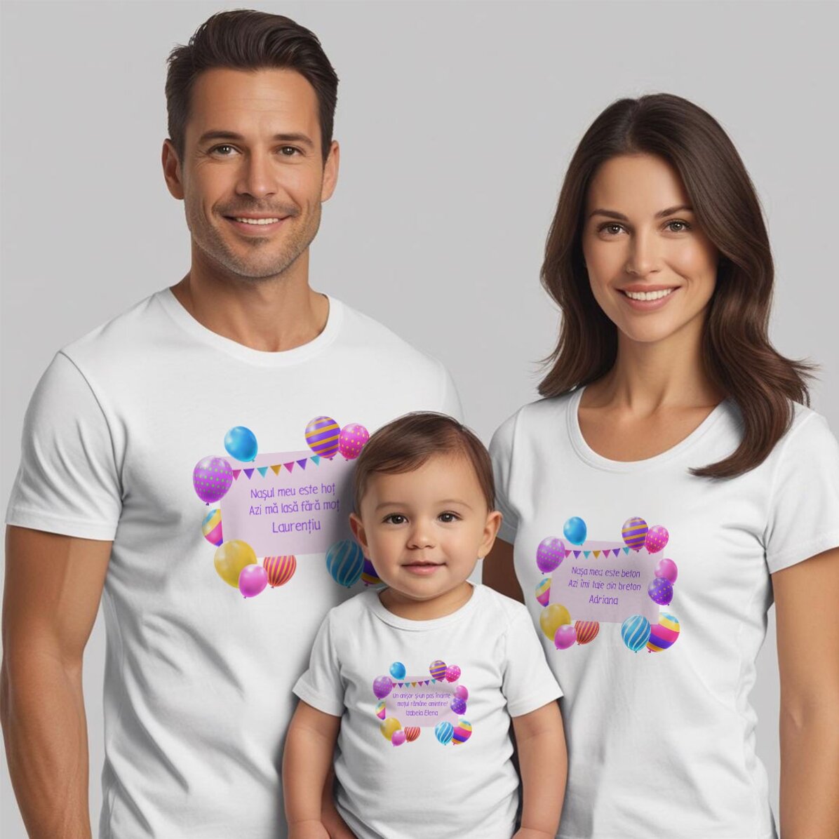 Tricou din bumbac pentru copii/adulți personalizat - Baloane