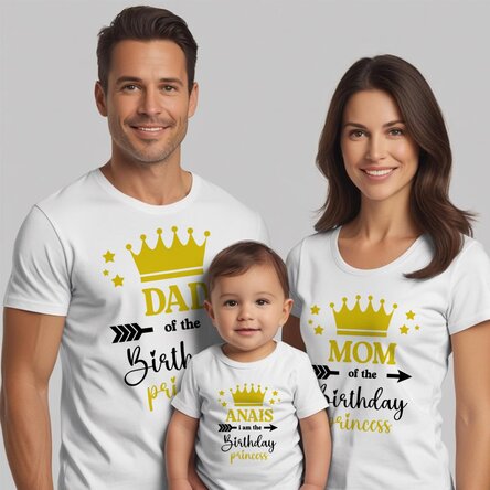 Tricou din bumbac pentru copii/adulți personalizat - Birthday 