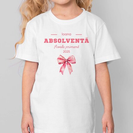 Tricou din bumbac pentru copii personalizat cu mesaj - Absolventă