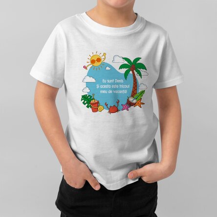 Tricou din bumbac pentru copii personalizat cu mesaj - Vacanța de vară