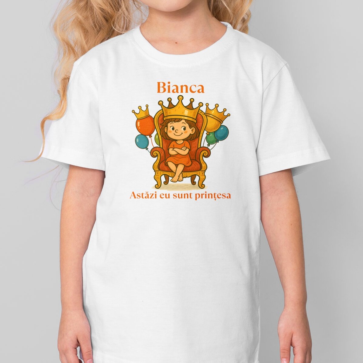 Tricou din bumbac pentru copii personalizat cu mesaj - Ziua prințesei