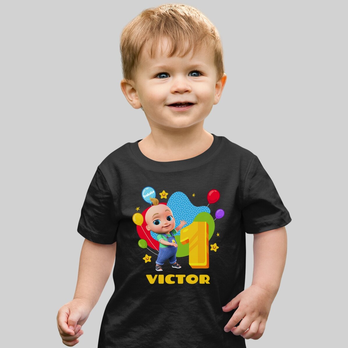 Tricou din bumbac pentru copii personalizat cu nume - Aniversare cu Johny