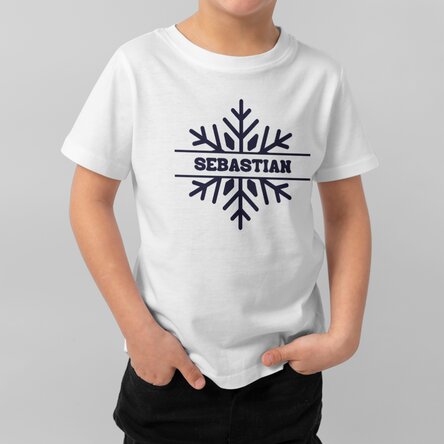 Tricou din bumbac pentru copii personalizat cu nume - Fulg de nea