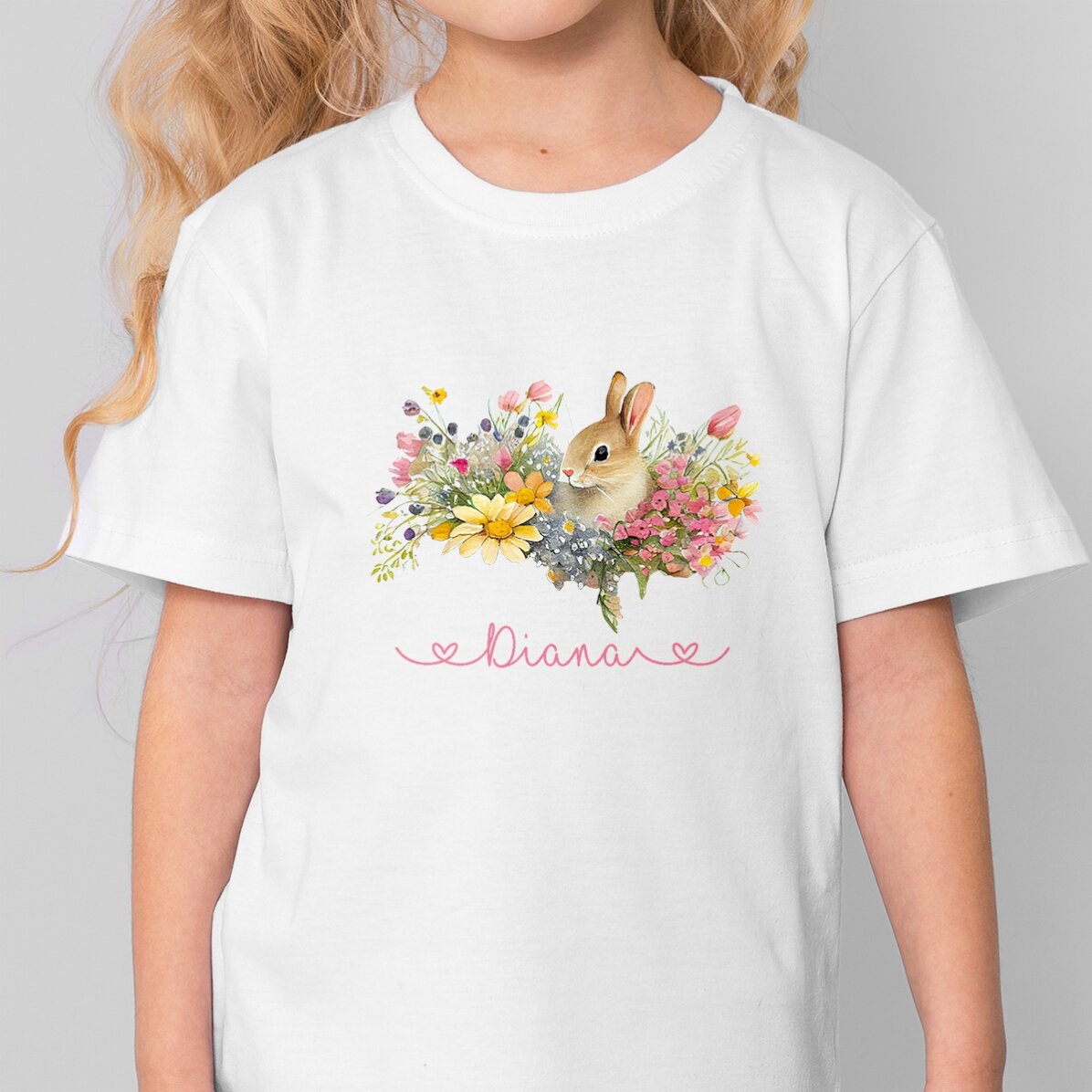 Tricou din bumbac pentru copii personalizat cu nume - Iepuraș