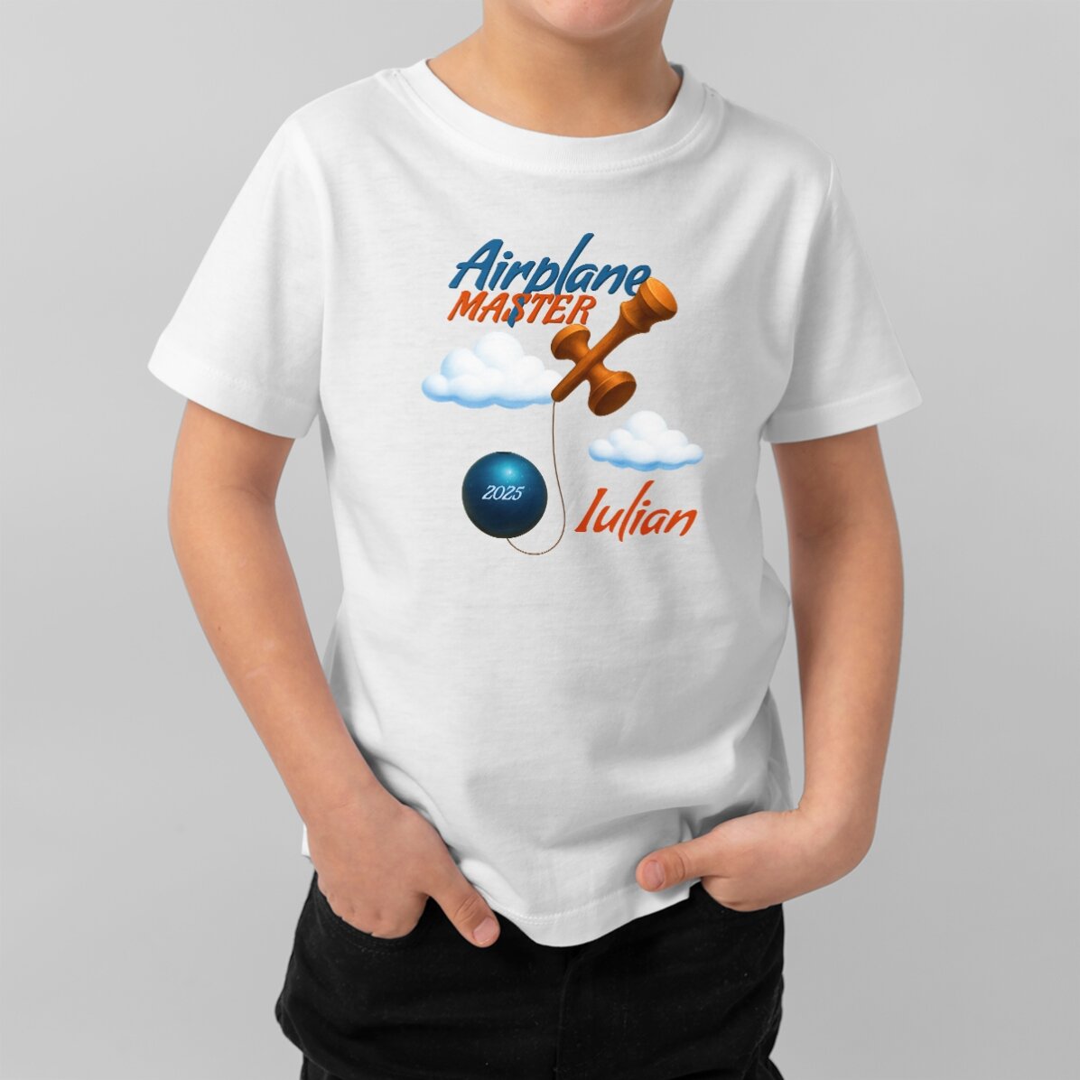 Tricou din bumbac pentru copii personalizat cu text - Airplane Master