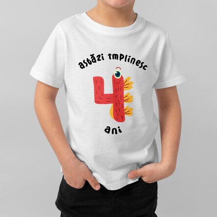 Tricou din bumbac pentru copii personalizat cu text - Astăzi împlinesc...