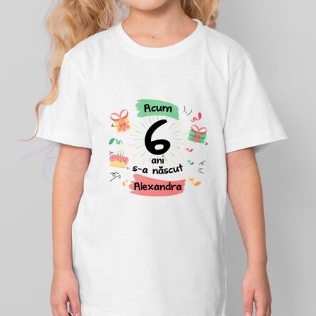 Tricou din bumbac pentru copii personalizat cu text - Cadouri și tort