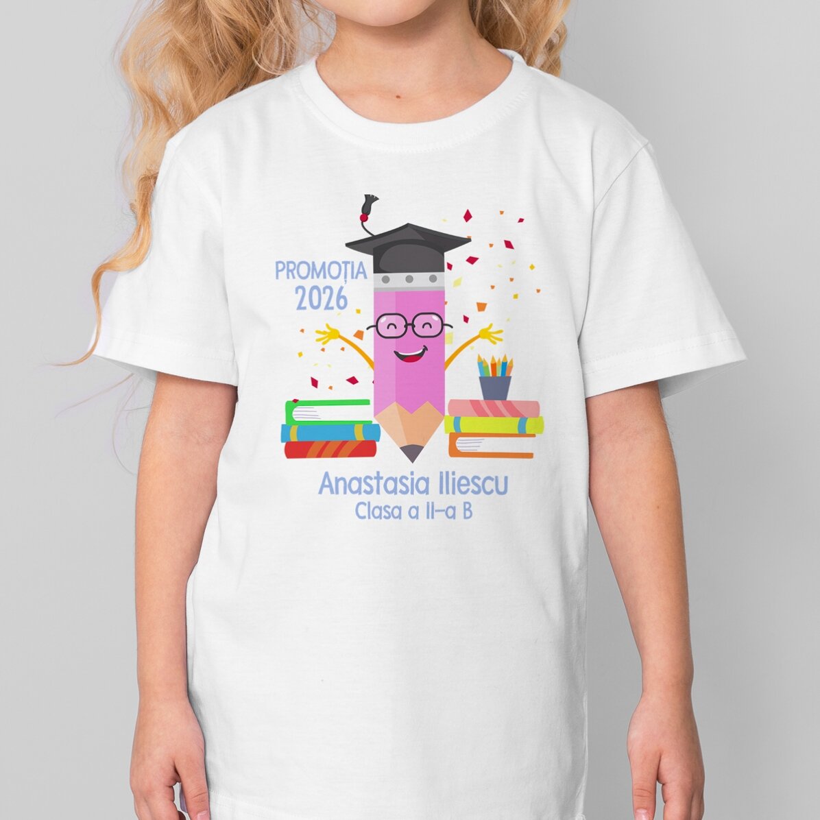 Персонализирана памучна тениска за деца с текст - Graduate pencil