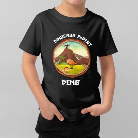 Tricou din bumbac pentru copii personalizat cu text - Dinosaur expert