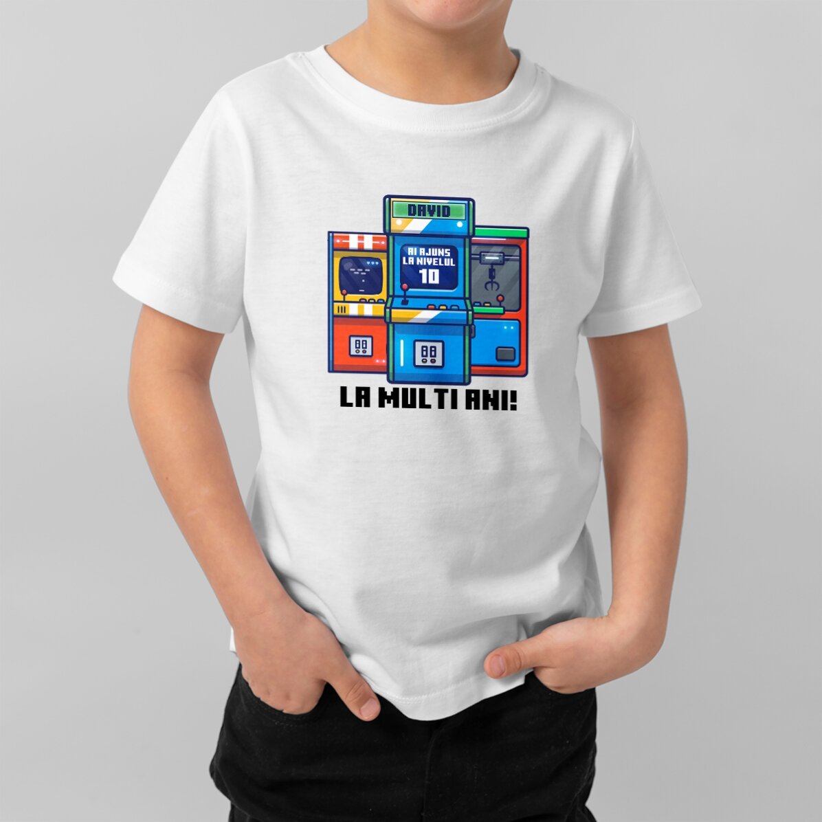 Tricou din bumbac pentru copii personalizat cu text - Gamer birthday