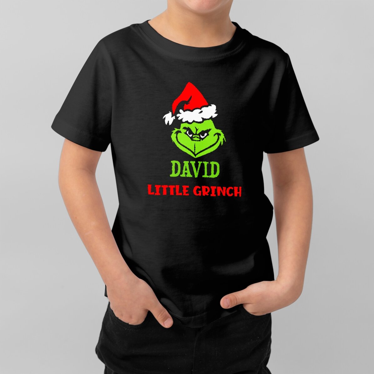 Tricou din bumbac pentru copii personalizat cu text - Grinch