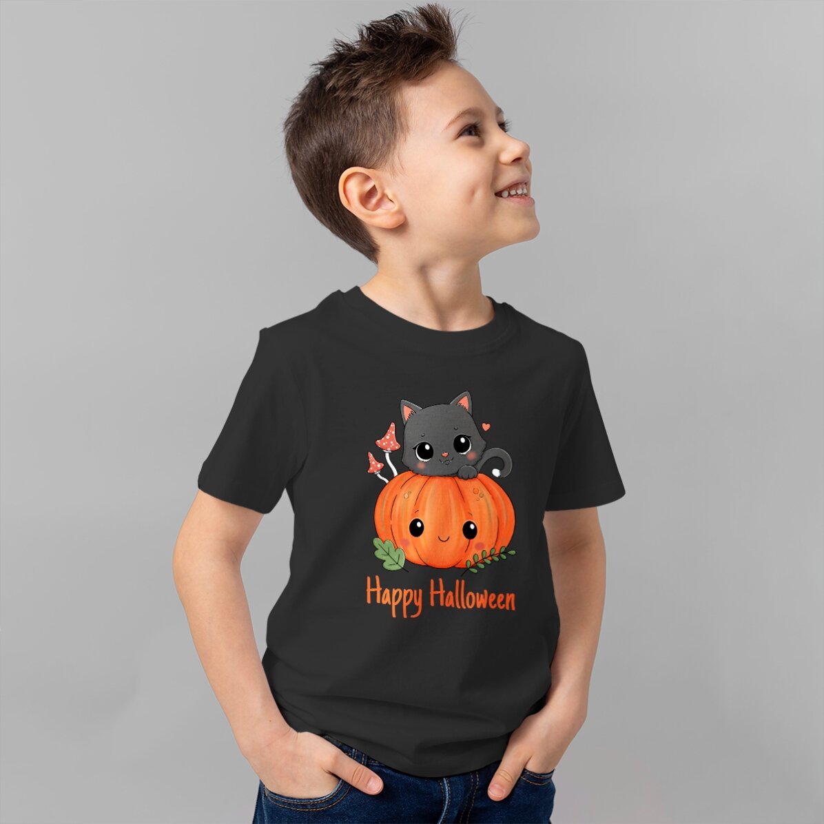 Tricou din bumbac pentru copii personalizat cu text - Halloween