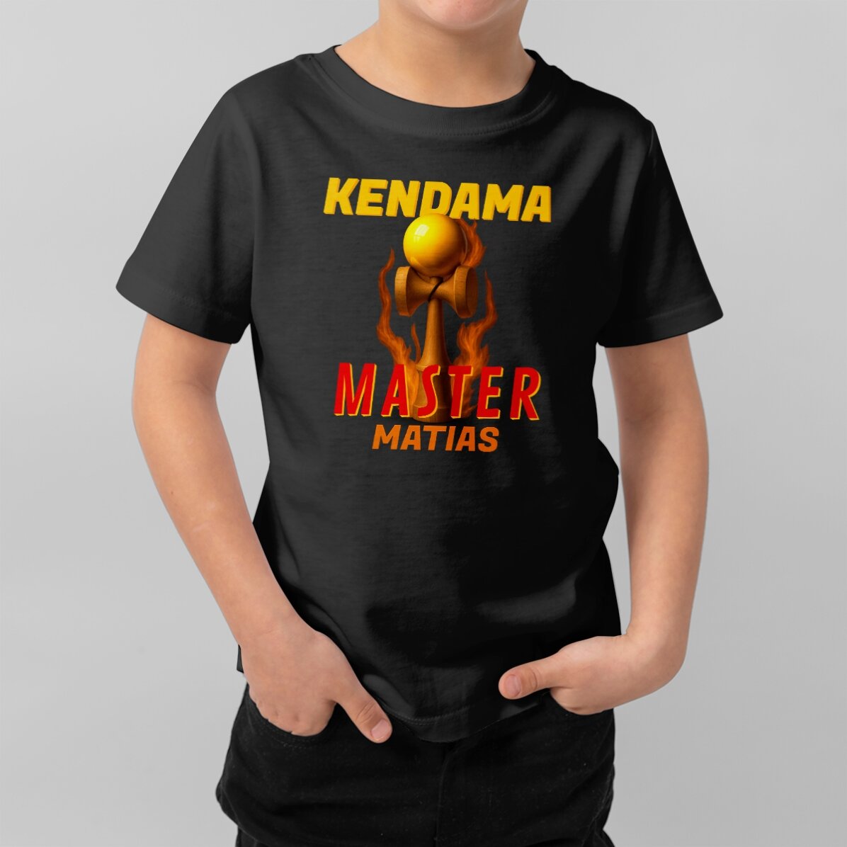 Tricou din bumbac pentru copii personalizat cu text - Kendama Master