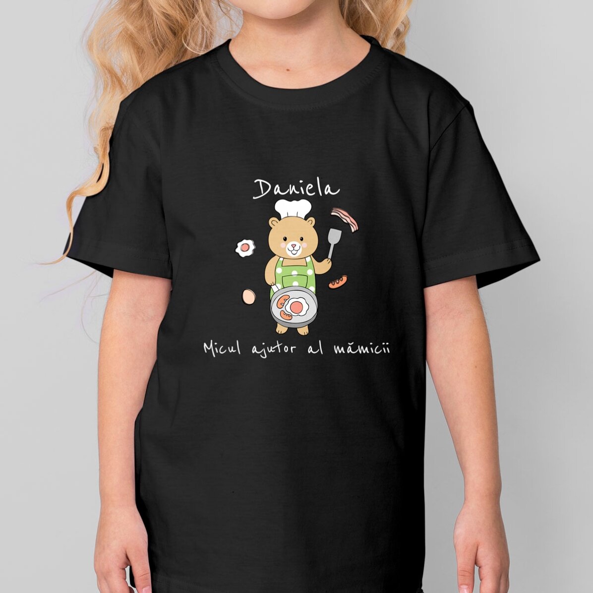 Tricou din bumbac pentru copii personalizat cu text - Micul ajutor al mămicii