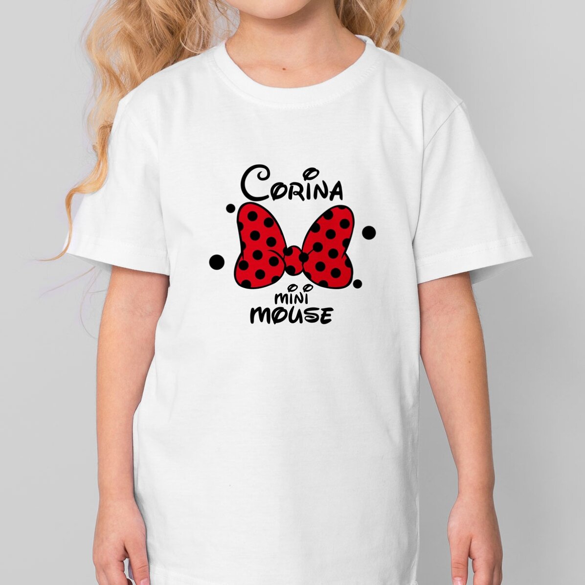 Tricou din bumbac pentru copii personalizat cu text - Mini Mouse