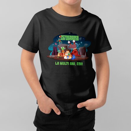 Tricou din bumbac pentru copii personalizat cu text - Petrecerea mini marțienilor