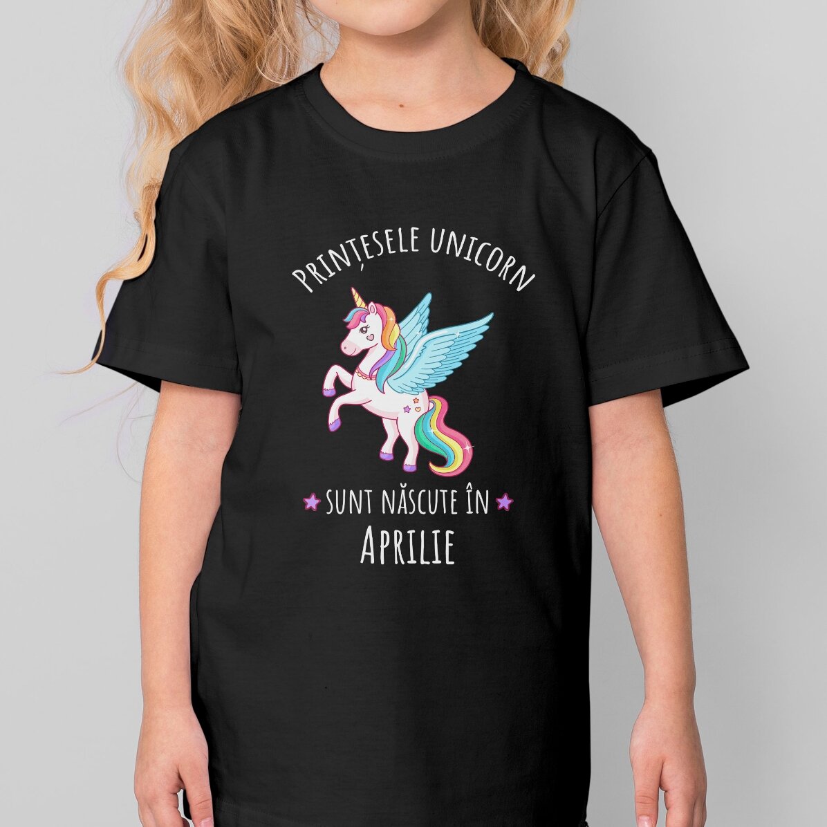 Tricou din bumbac pentru copii personalizat cu text - Prințesa unicorn
