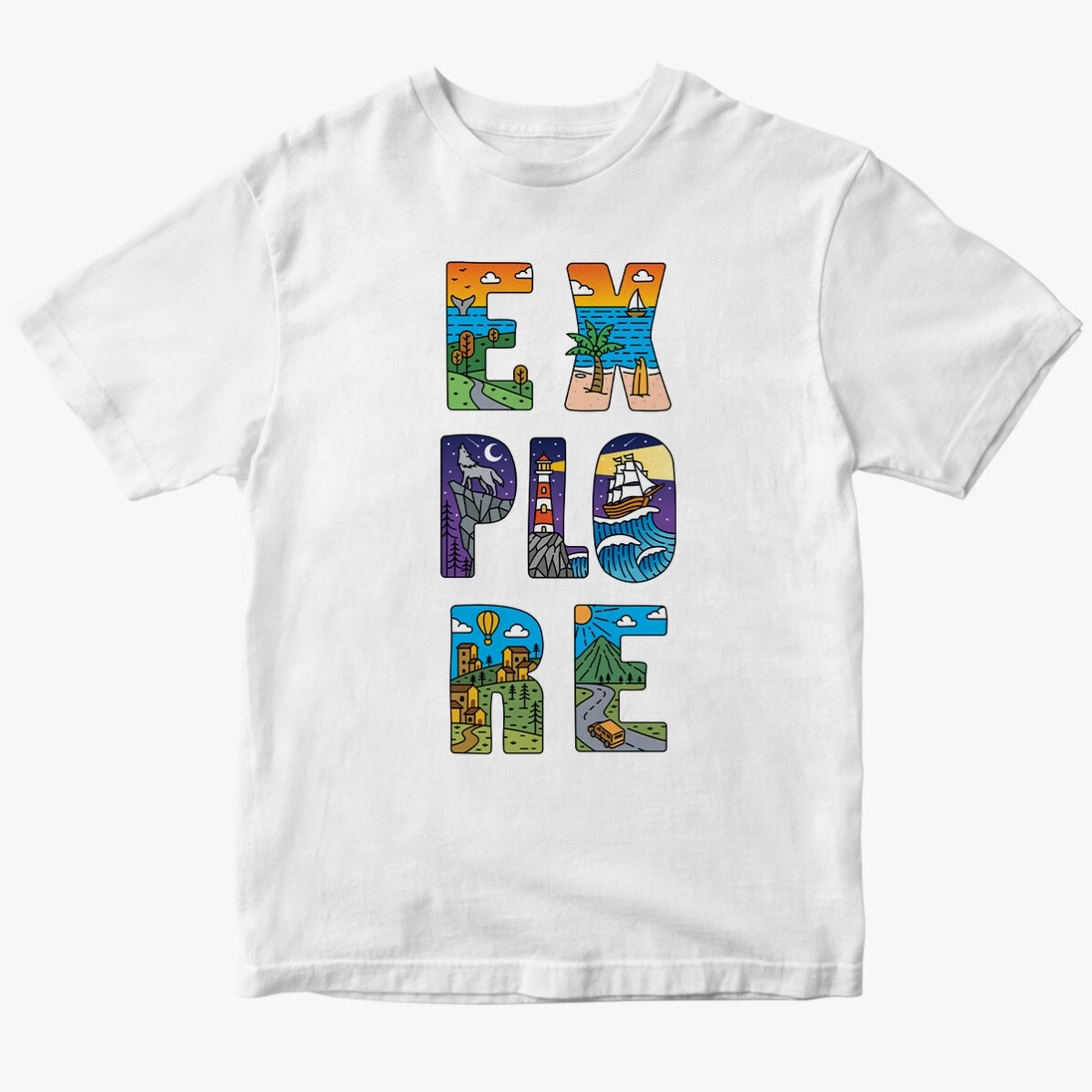 Tricou din bumbac pentru copii personalizat - Explore