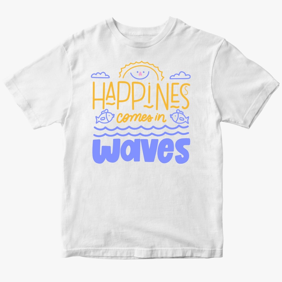 Tricou din bumbac pentru copii personalizat - Happiness comes in waves