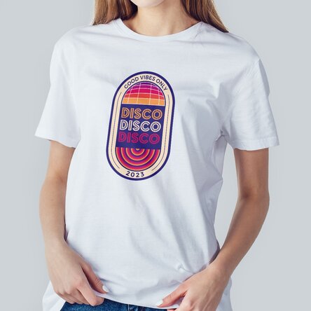 Tricou din bumbac pentru festival personalizat cu text - Disco