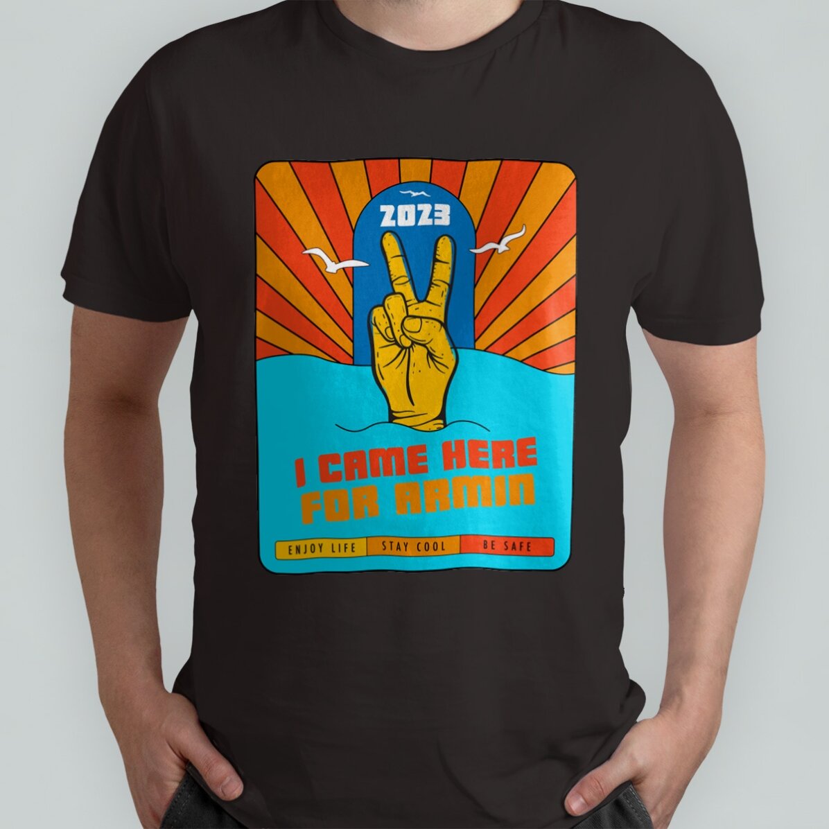 Tricou din bumbac pentru festival personalizat cu text - Who are you here for?