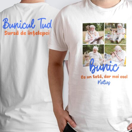 Tricou din bumbac personalizat cu 4 poze și text față-verso - Memories