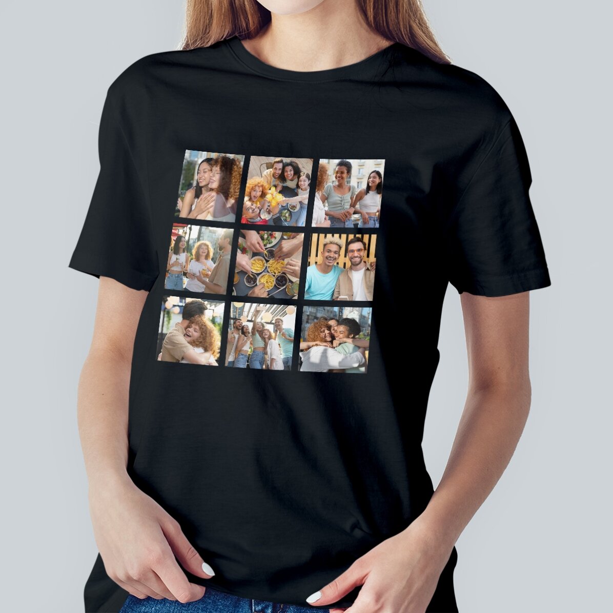 Tricou din bumbac personalizat cu 9 fotografii